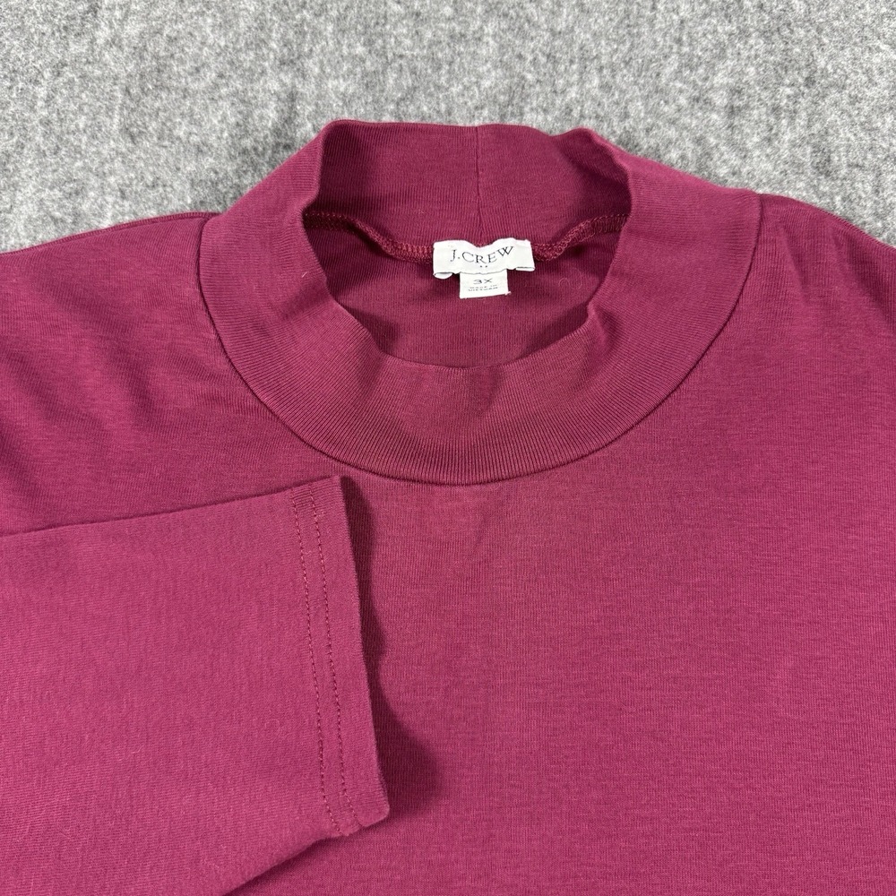 J.Crew Women's 3X Burgundy Mock Neck Puff Sleeve Long Sleeve Top Cotton